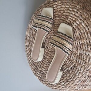 Maeve Anthropologie Womens The Coralie Mule Slide Sandals   Tan/Brown/Black S8.5